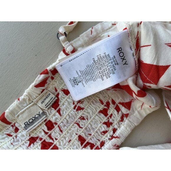Roxy Womens NWT Crop Tank Red & Cream Abstract Print Top Adjustable Straps XS - Picture 6 of 7